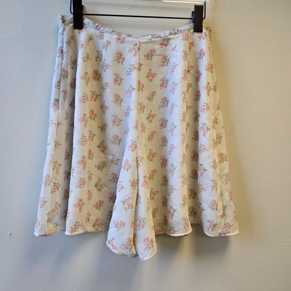 Vintage Summer Retro Floral Print High-Waisted Bermuda Flowy Shorts Culottes Whi - Picture 2 of 9